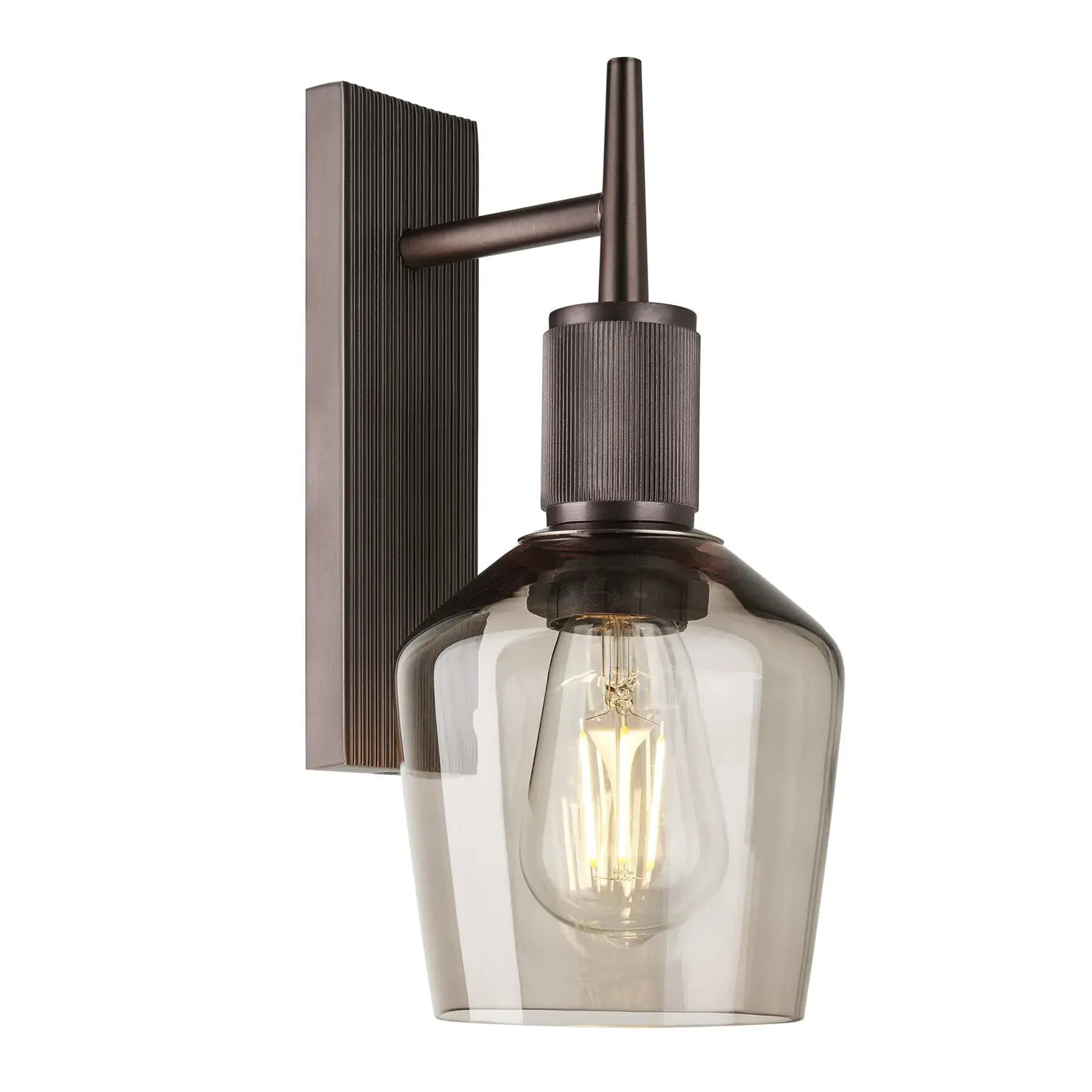 Henley Glass Schoolhouse Wall Light - Clear/ Mocha Glass