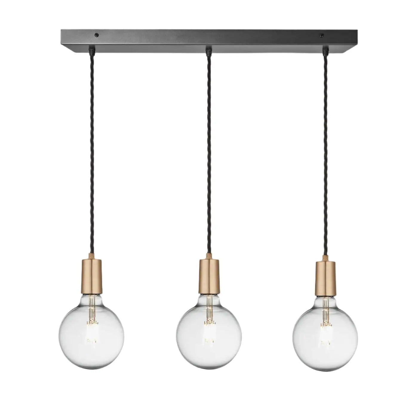 Sleek Edison 3Lt Cluster Lights - Pewter/ Brass