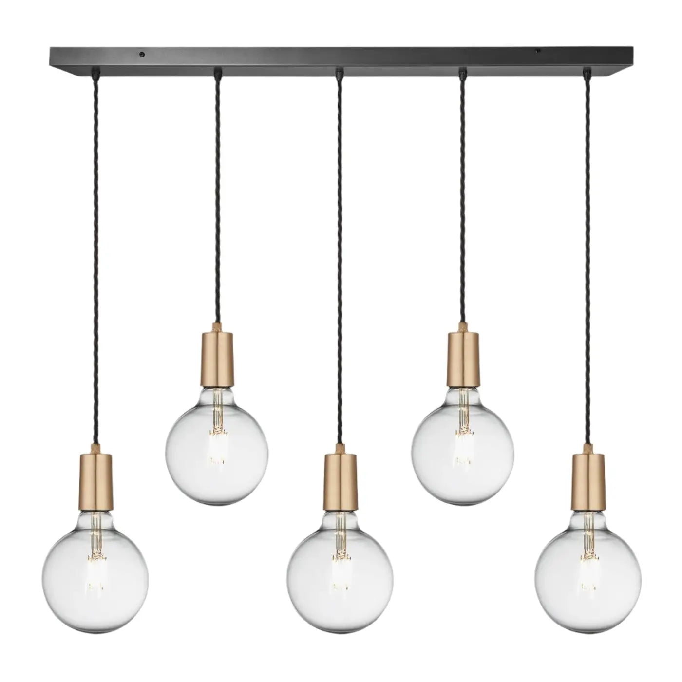 Sleek Edison 5Lt Cluster Lights - Pewter/ Brass