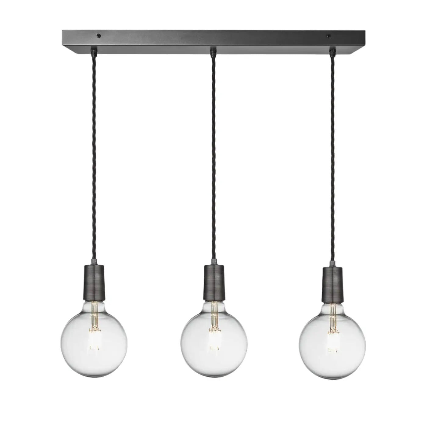Sleek Edison 3Lt Cluster Lights - Pewter/ Brass