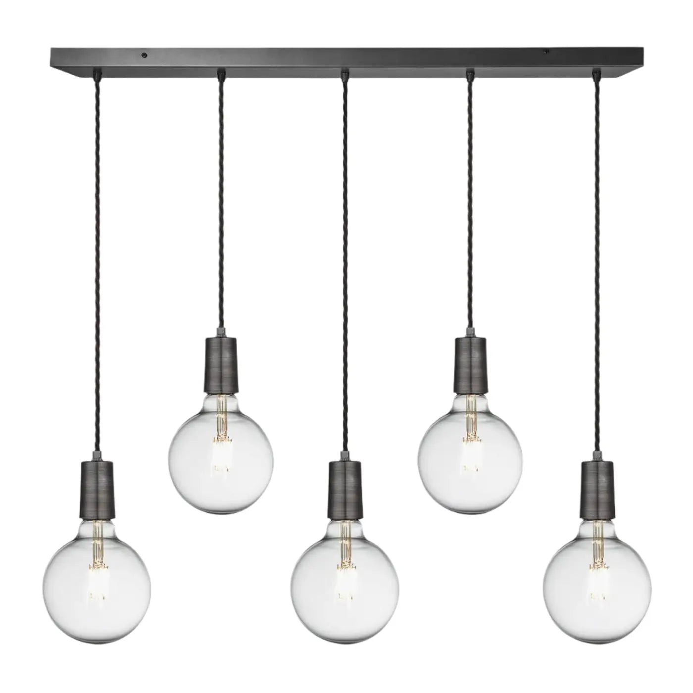Sleek Edison 5Lt Cluster Lights - Pewter/ Brass