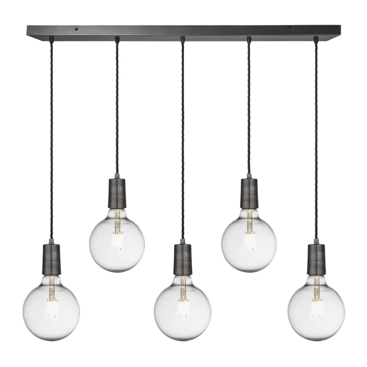 Sleek Edison 5Lt Cluster Lights - Pewter/ Brass