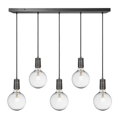 Sleek Edison 5Lt Cluster Lights - Pewter/ Brass