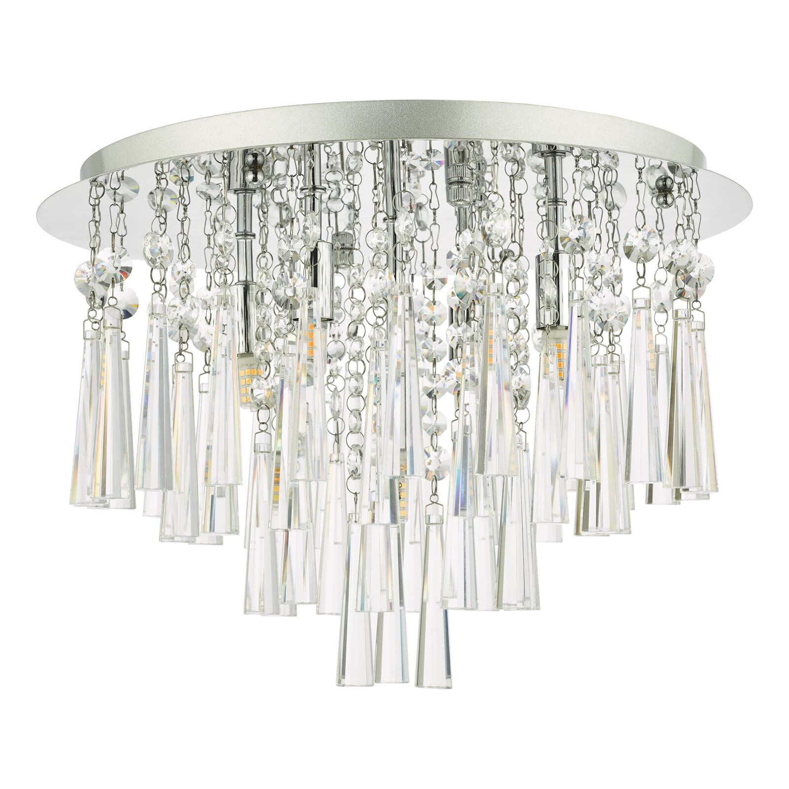 Iclyn 5 Light Flush Polished Chrome Crystal