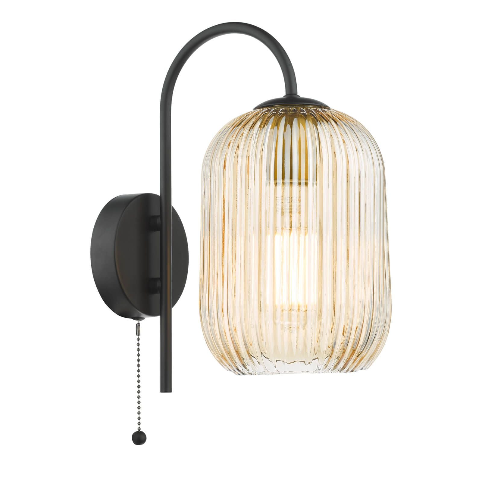 Idra Wall Light Matt Black and Champagne/Clear/Smoked Ribbed Glass