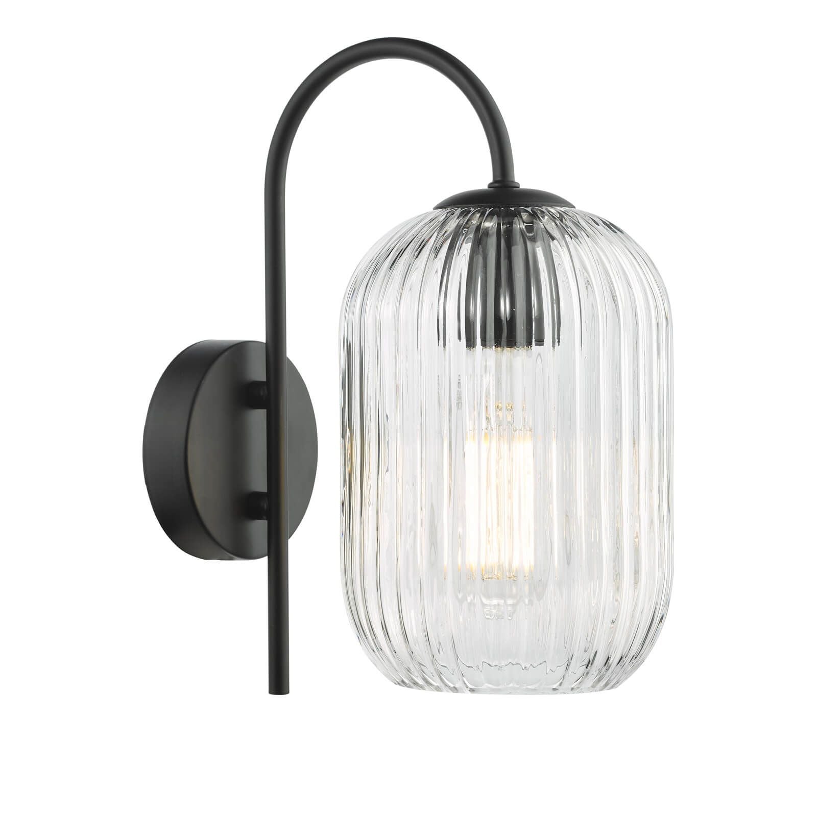 Idra Wall Light Matt Black and Champagne/Clear/Smoked Ribbed Glass