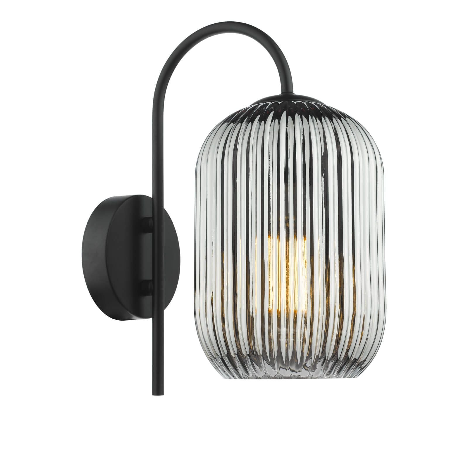 Idra Wall Light Matt Black and Champagne/Clear/Smoked Ribbed Glass