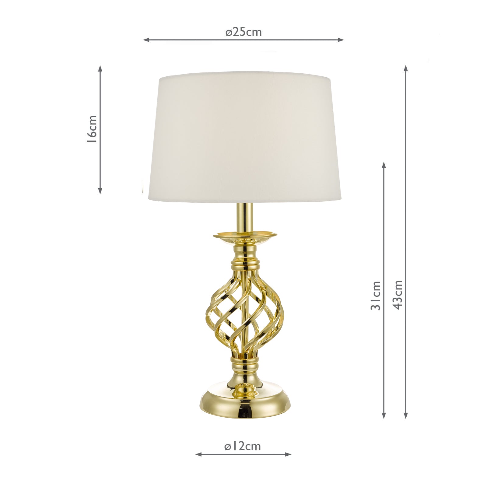 Iffley Touch Table Lamp Gold/Polished Chrome Cage Twist Base With Shade E14
