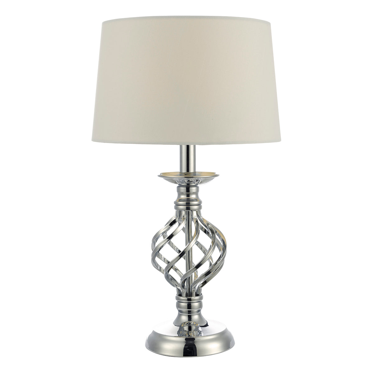 Iffley Touch Table Lamp Gold/Polished Chrome Cage Twist Base With Shade E14