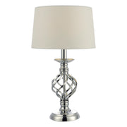 Iffley Touch Table Lamp Polished Chrome Cage Twist Base With Shade E14