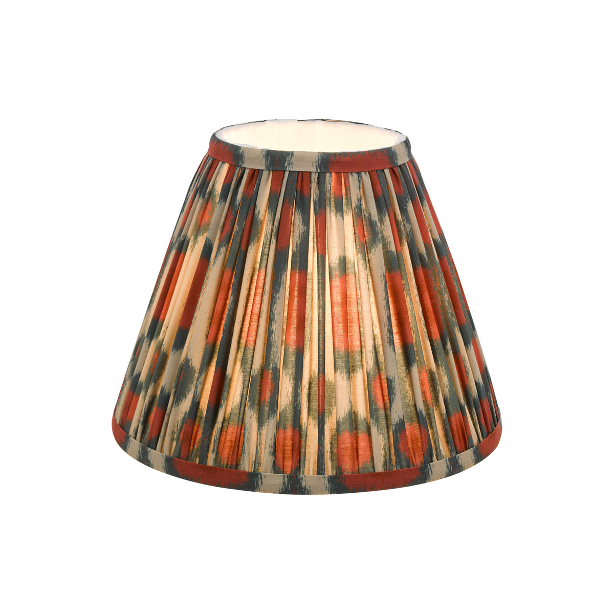 Ikat Red Cotton Tapered drum Shade 25cm and Green