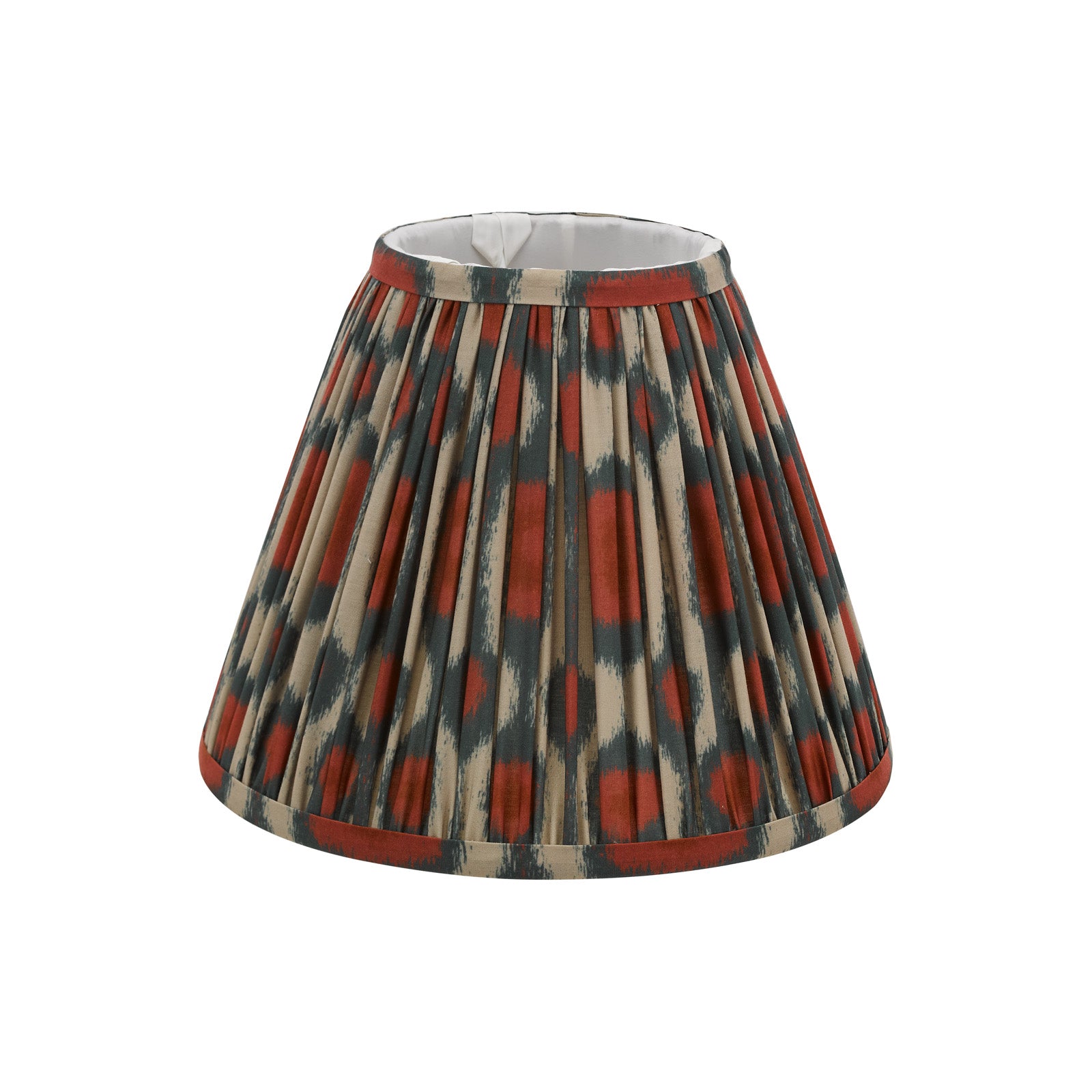 Ikat Red Cotton Tapered drum Shade 25cm and Green