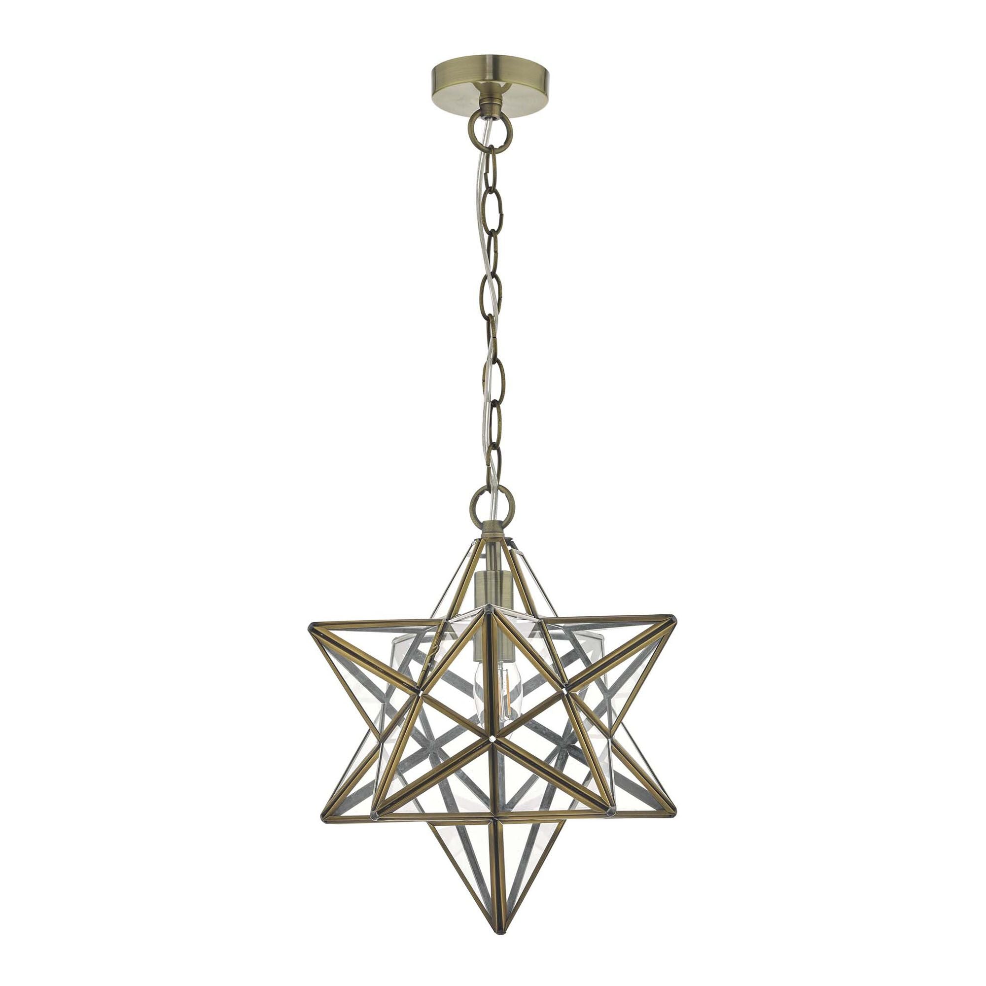 Ilario Small/Large Star Pendant Antique Brass Glass