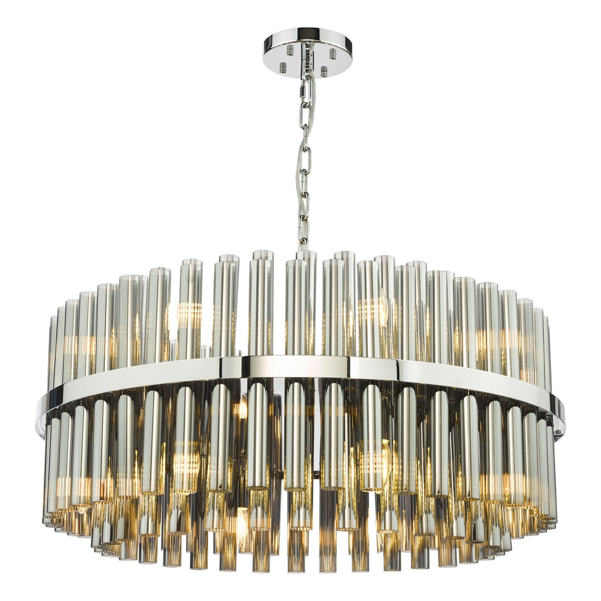 Imani 16 Light Pendant Natural Brass and Champagne Glass