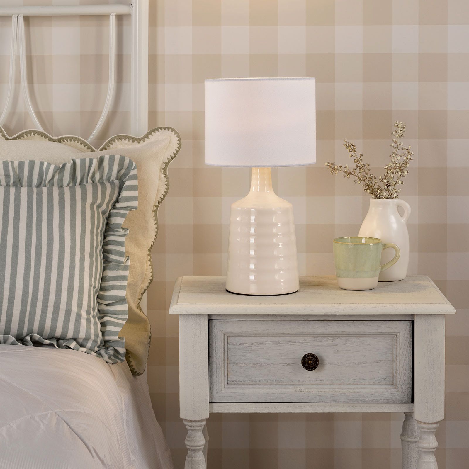Inci Table Lamp- Pink/ Cream With Shade