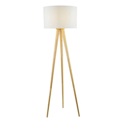 Ivor Tripod Floor Lamp Light Oak With Shade E27