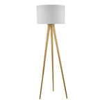 Ivor Tripod Floor Lamp Light Oak With Shade E27