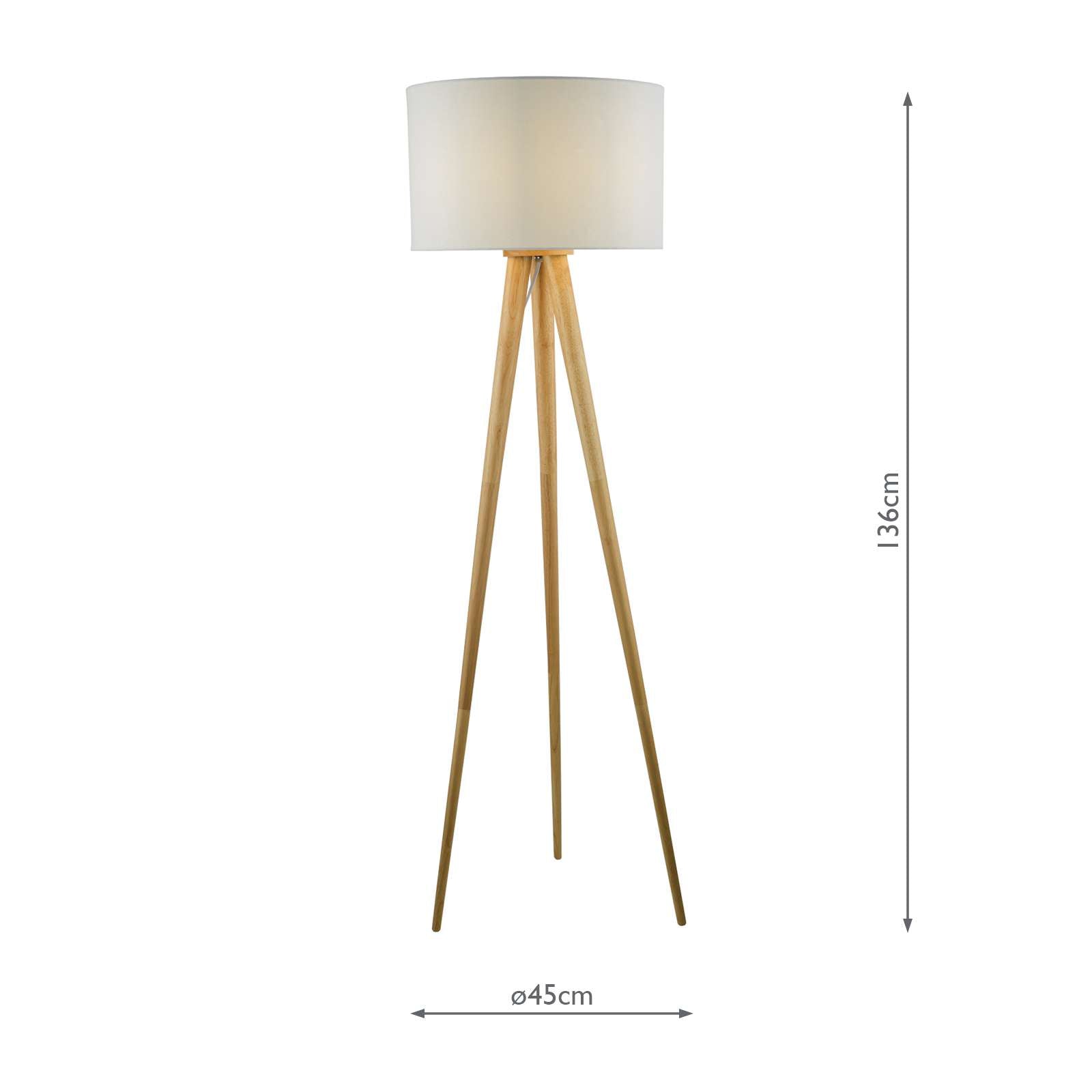 Ivor Tripod Floor Lamp Light Oak Base Only
