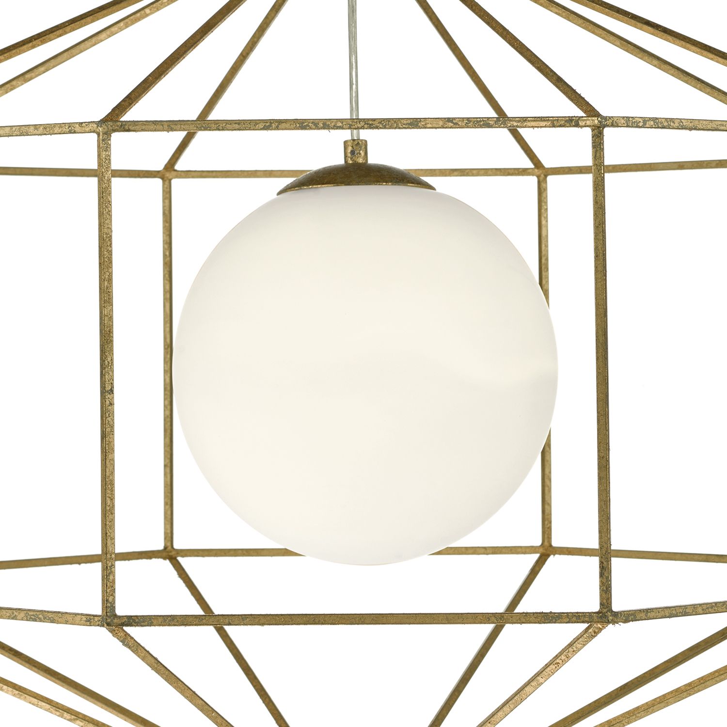 Izmir 1 Light Fitting Hexagonal Old Gold Frame Opal Glass