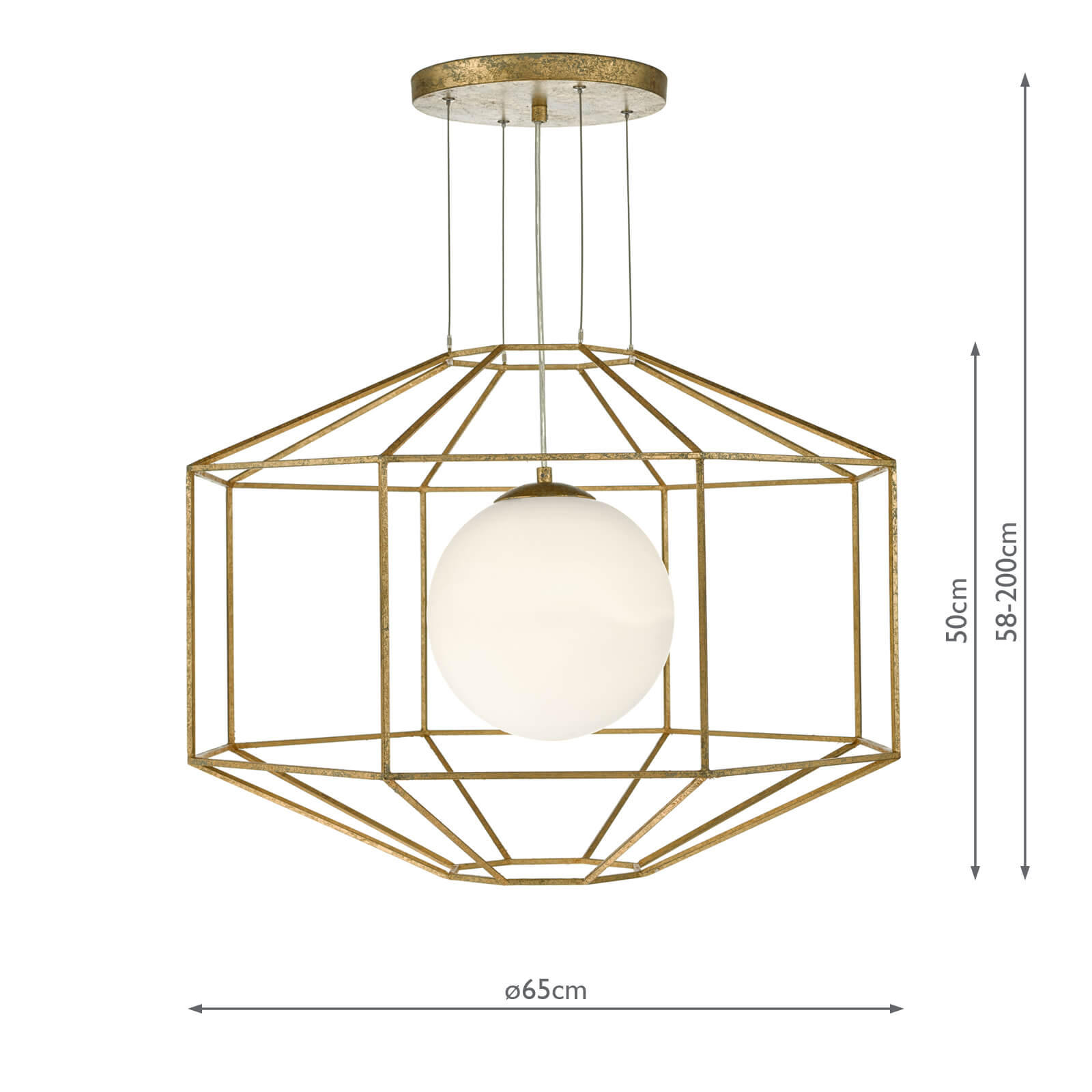 Izmir 1 Light Fitting Hexagonal Old Gold Frame Opal Glass