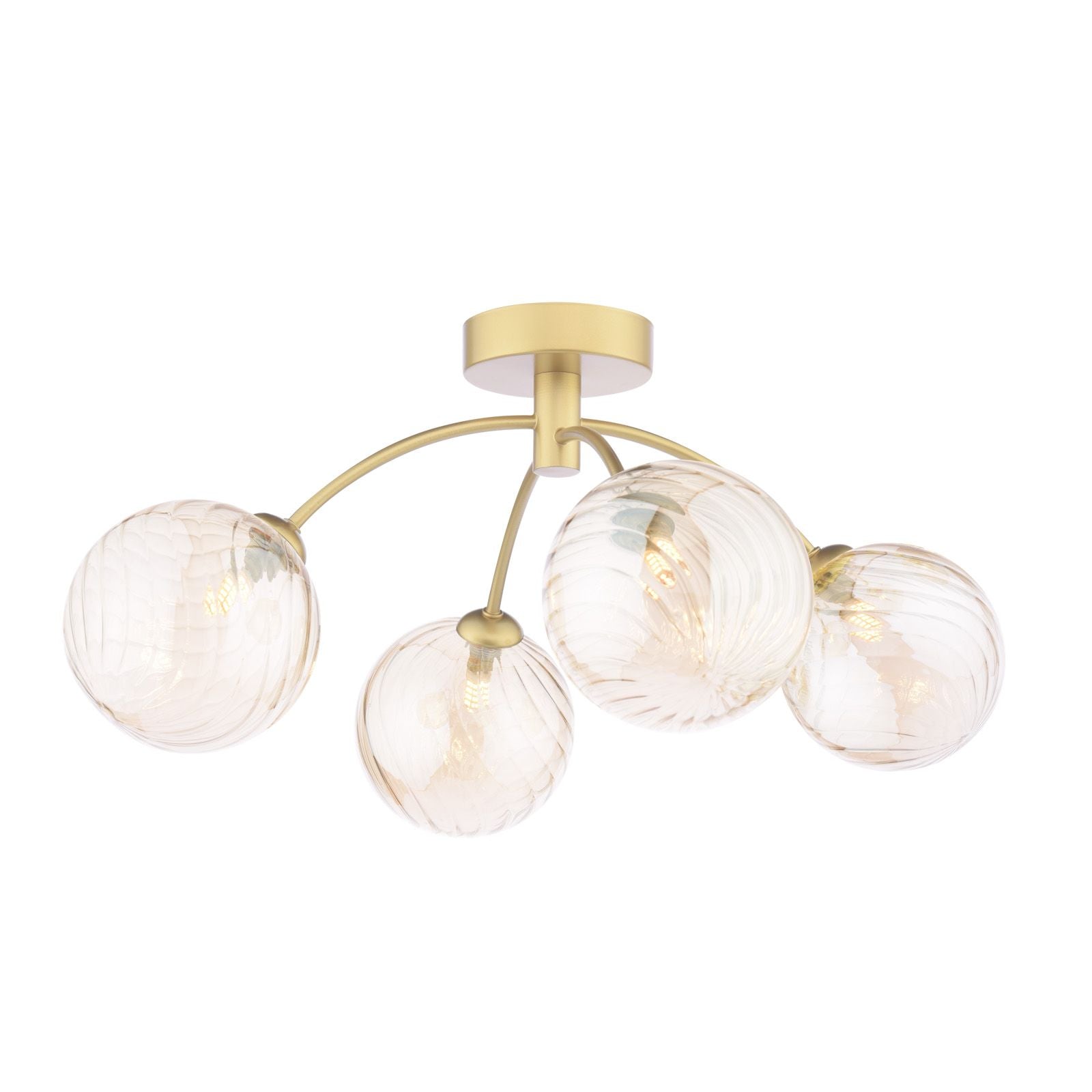 Izzy 4/6Lt Semi Flush Ceiling Light -Polished Chrome & Clear Dimpled Glass/Polished Chrome & Smoked Dimpled Glass Finish, IP20