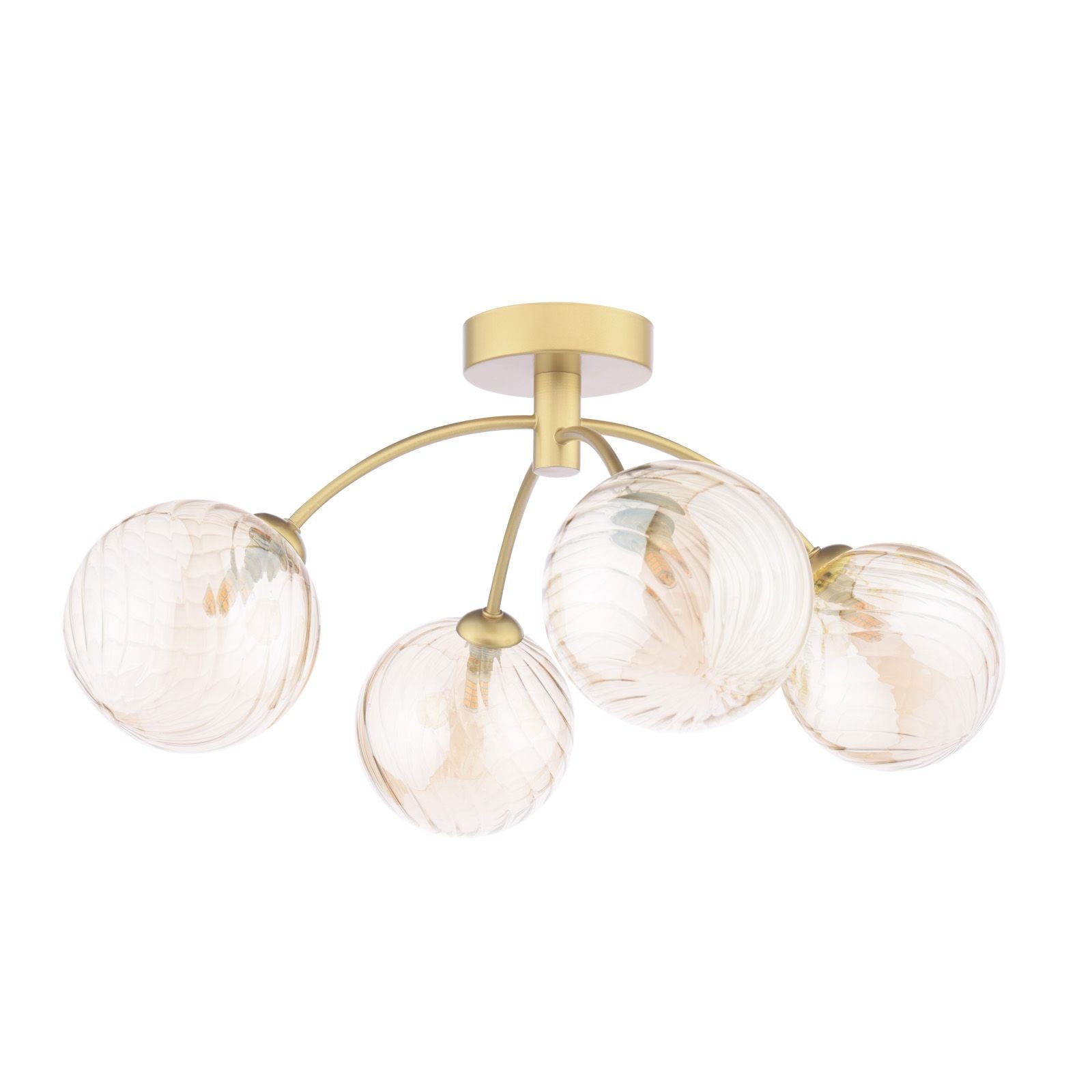 Izzy 4/6Lt Semi Flush Ceiling Light -Polished Chrome & Clear Dimpled Glass/Polished Chrome & Smoked Dimpled Glass Finish, IP20