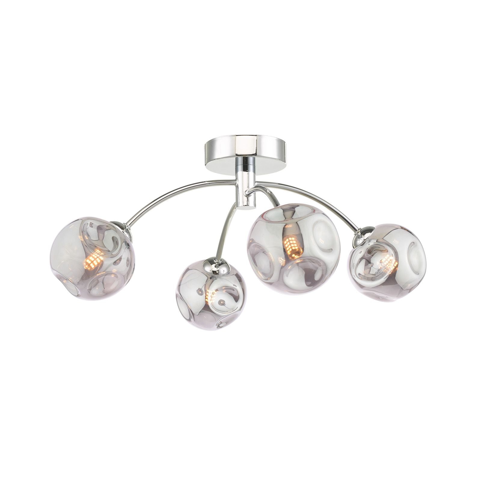 Izzy 4/6Lt Semi Flush Ceiling Light -Polished Chrome & Clear Dimpled Glass/Polished Chrome & Smoked Dimpled Glass Finish, IP20