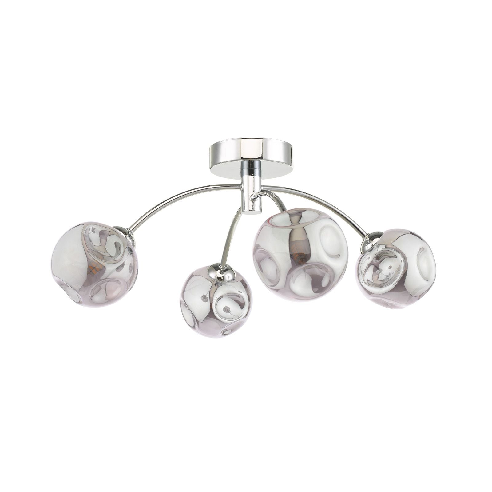 Izzy 4/6Lt Semi Flush Ceiling Light -Polished Chrome & Clear Dimpled Glass/Polished Chrome & Smoked Dimpled Glass Finish, IP20