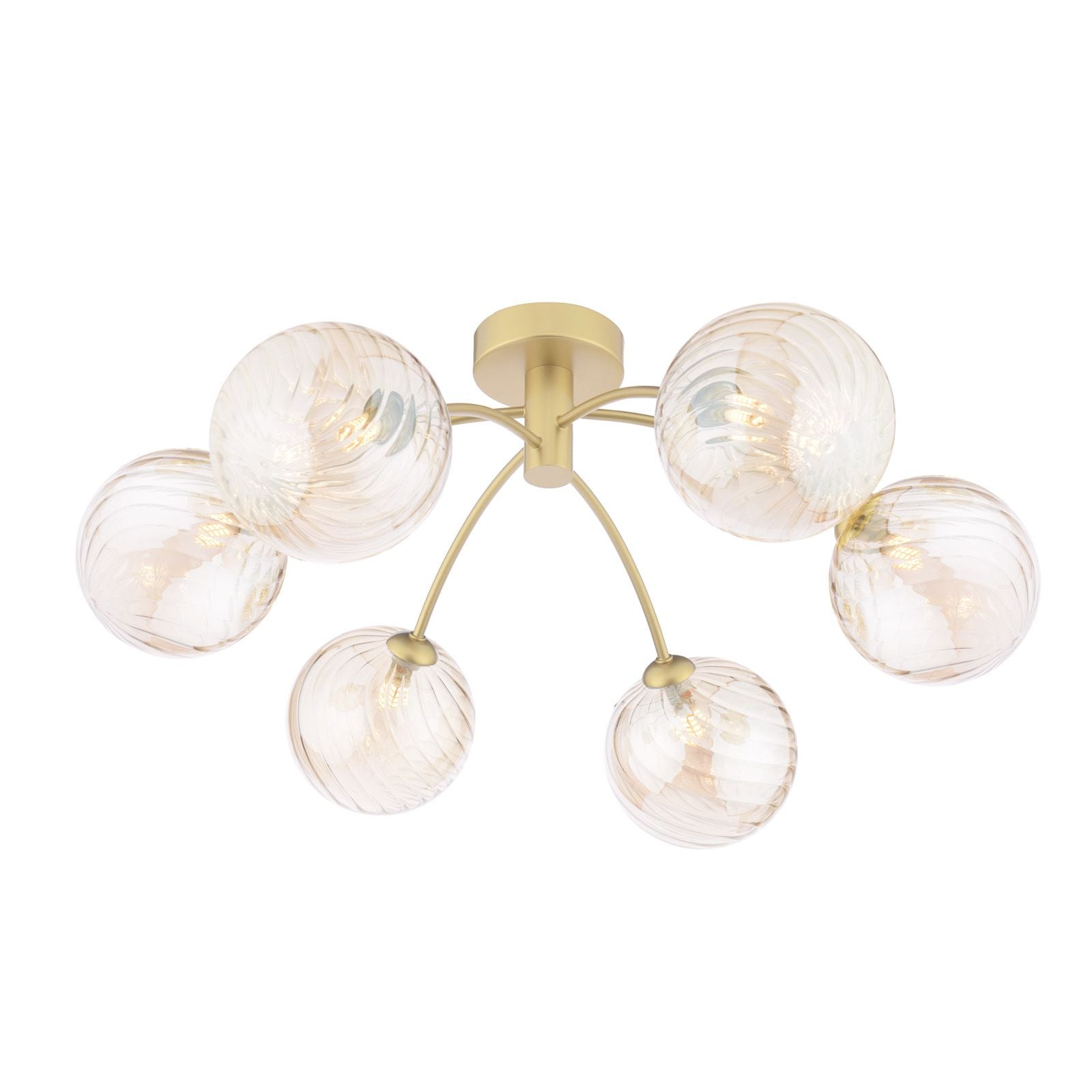 Izzy 4/6Lt Semi Flush Ceiling Light -Polished Chrome & Clear Dimpled Glass/Polished Chrome & Smoked Dimpled Glass Finish, IP20
