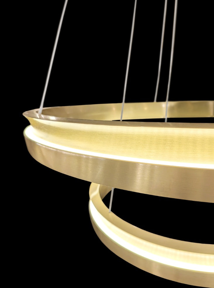 Eternity 600mm/800mm Satin Brass LED Pendant/ Double Tiered