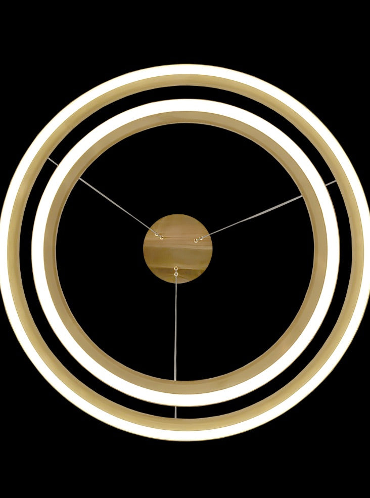 Eternity 600mm/800mm Satin Brass LED Pendant/ Double Tiered