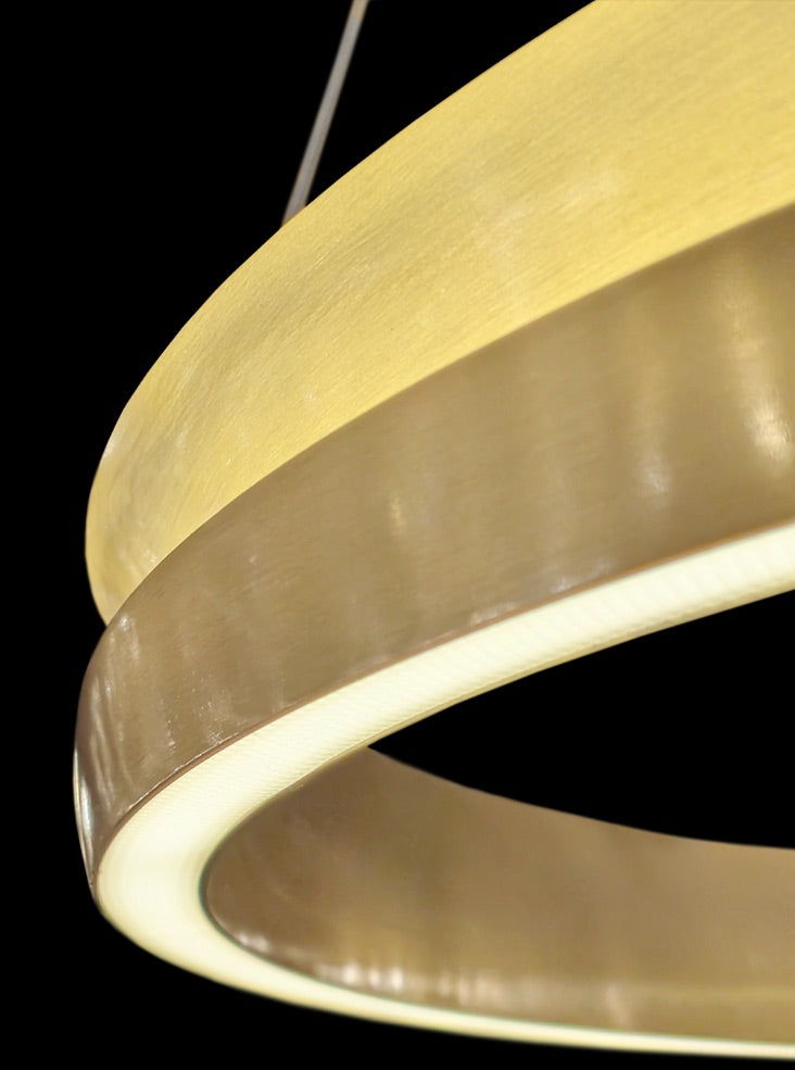 Eternity 600mm/800mm Satin Brass LED Pendant/ Double Tiered