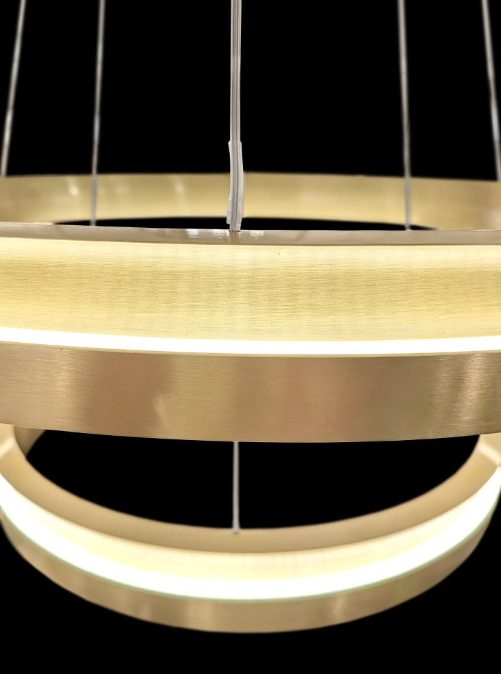 Eternity 600mm/800mm Satin Brass LED Pendant/ Double Tiered