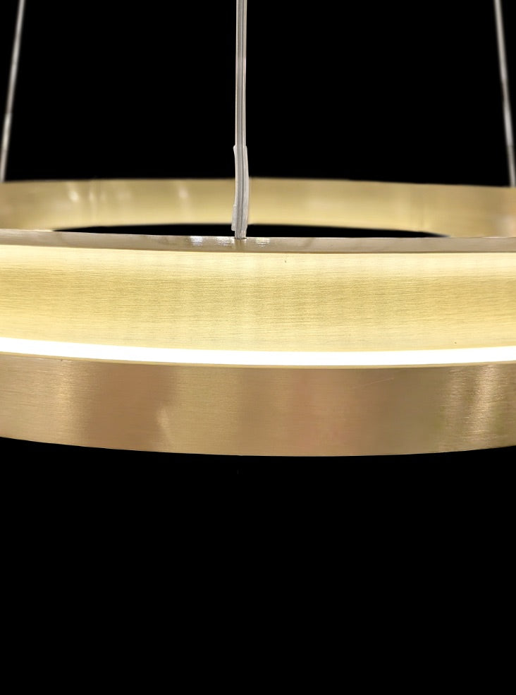 Eternity 600mm/800mm Satin Brass LED Pendant/ Double Tiered
