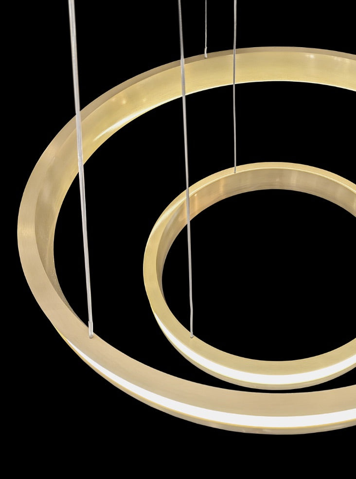 Eternity 600mm/800mm Satin Brass LED Pendant/ Double Tiered