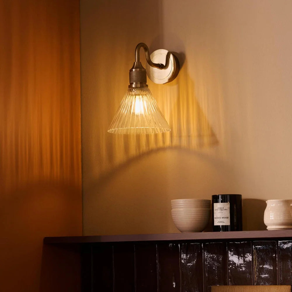 Noho Glass Ribbed Swan Neck Wall Light- Various Finishes