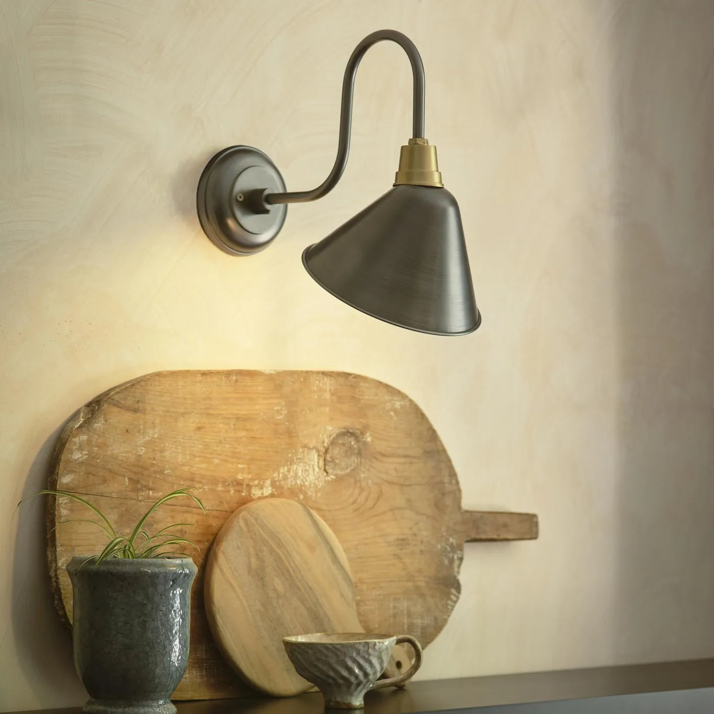 Swan Neck IP20 Cone Wall Light - 8 Inch