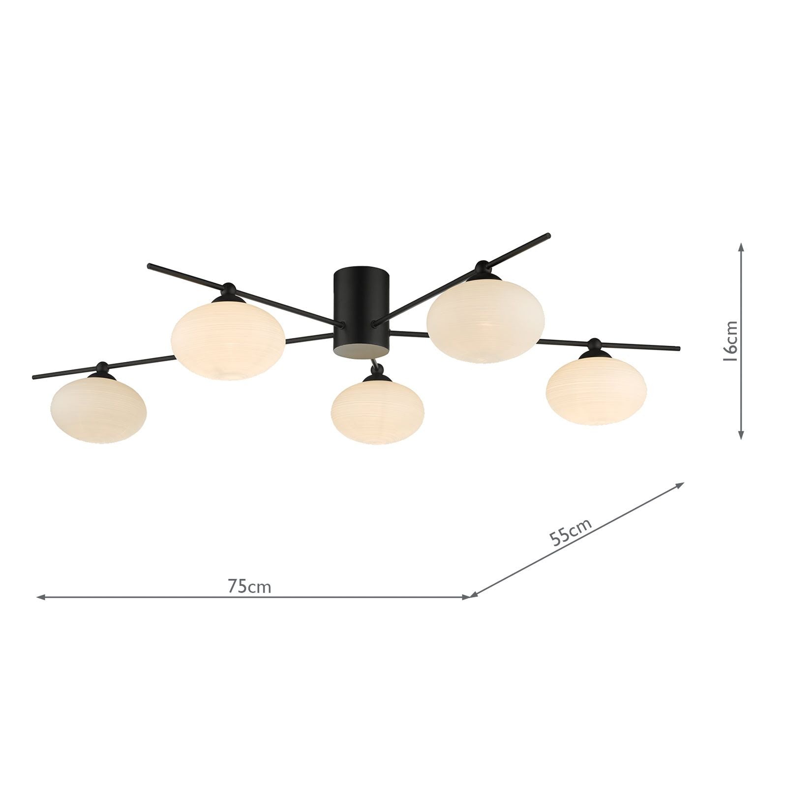 Jasper 5 Light Semi Flush Black