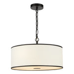 Jemima 3 Light Pendant- White and Matt Black With Shade