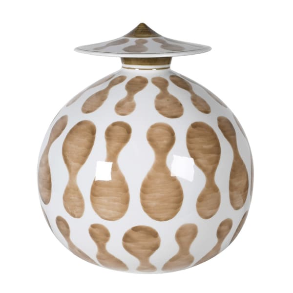 Brown and White Hand Painted Lidded Jar - Christmas Gift