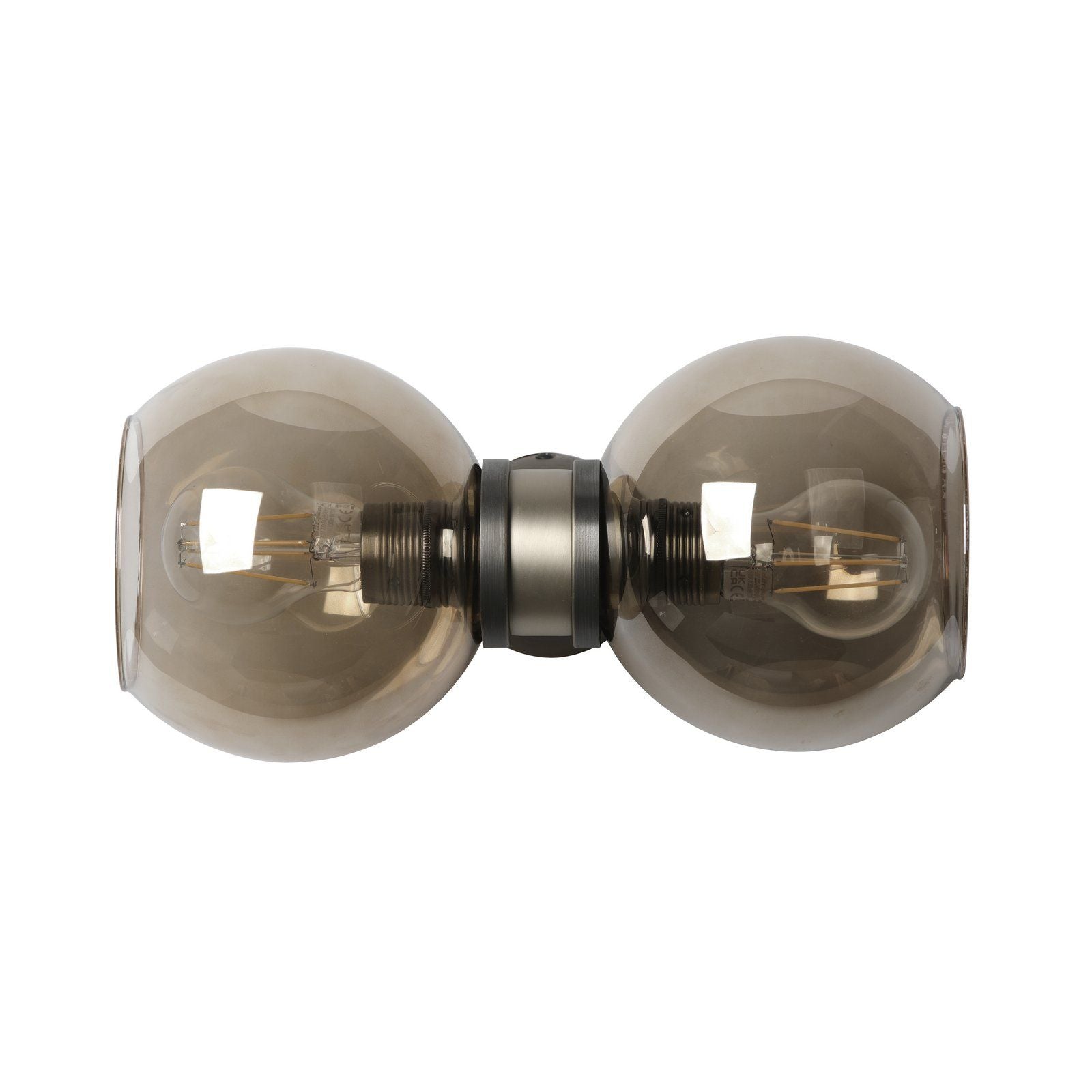 Juno 2 Light Wall Light Antique Brass and Amber Glass