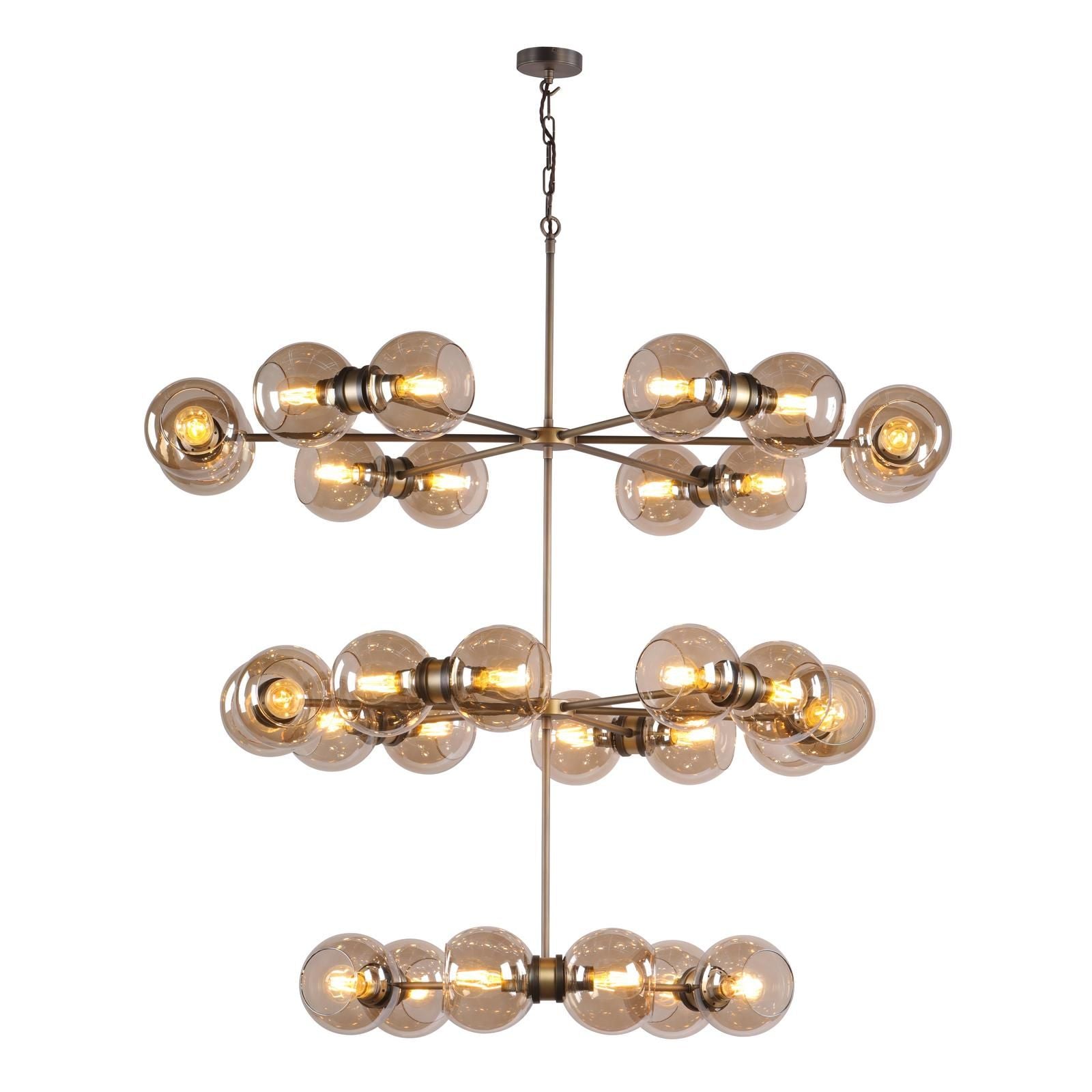 Juno 30 Lt Ceiling Light- Antique Brass and Smoked Glass