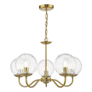 Jocelyn 5 Light Armed Pendant Light- Natural Brass and Glass