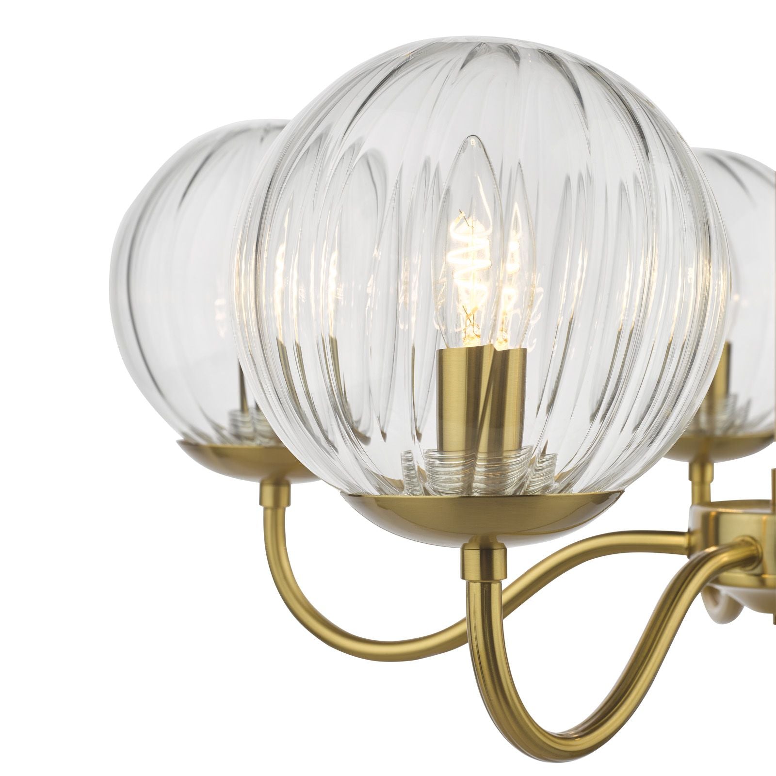 Jocelyn 5 Light Armed Pendant Light- Natural Brass and Glass