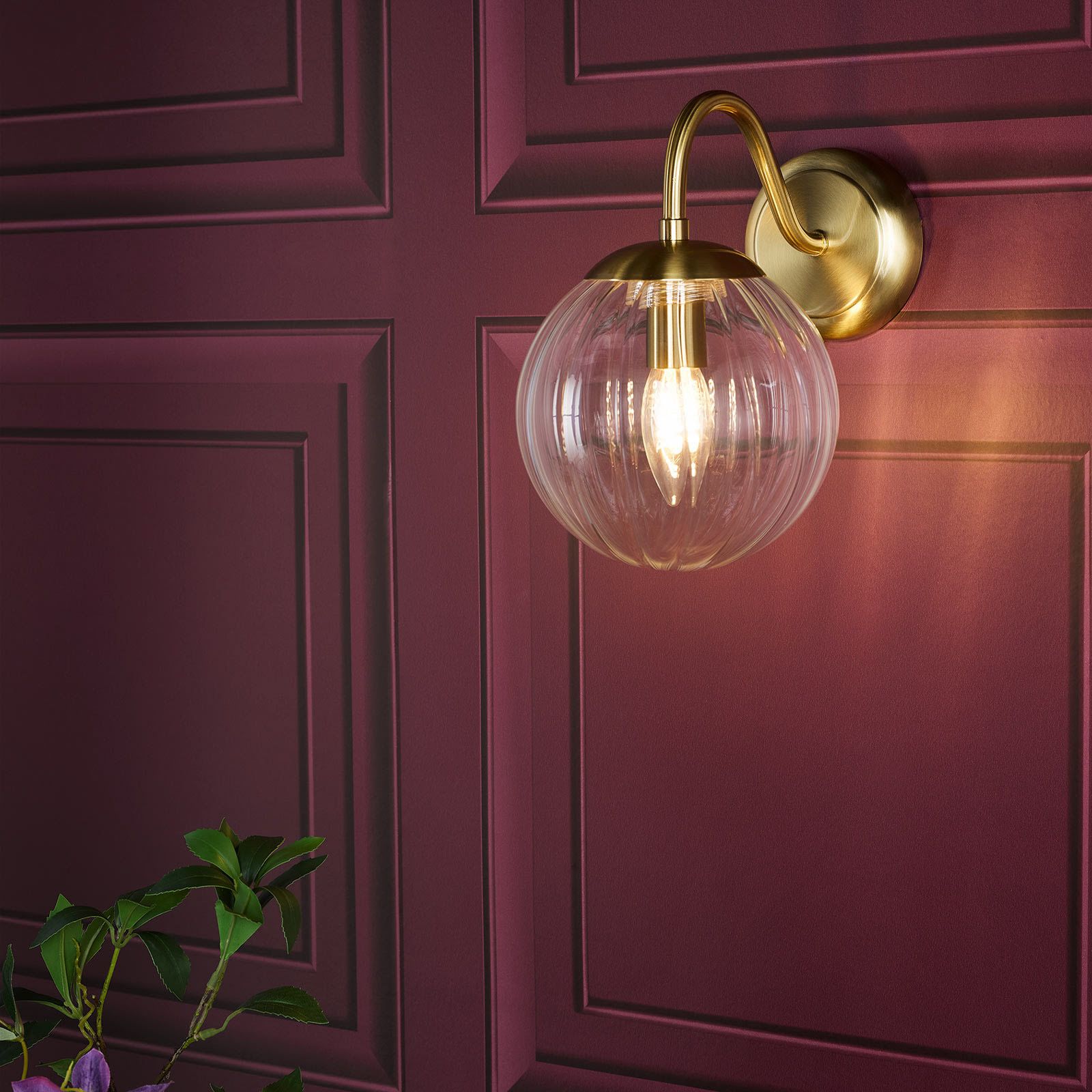 Jocelyn Wall Light-  Natural Brass and Glass