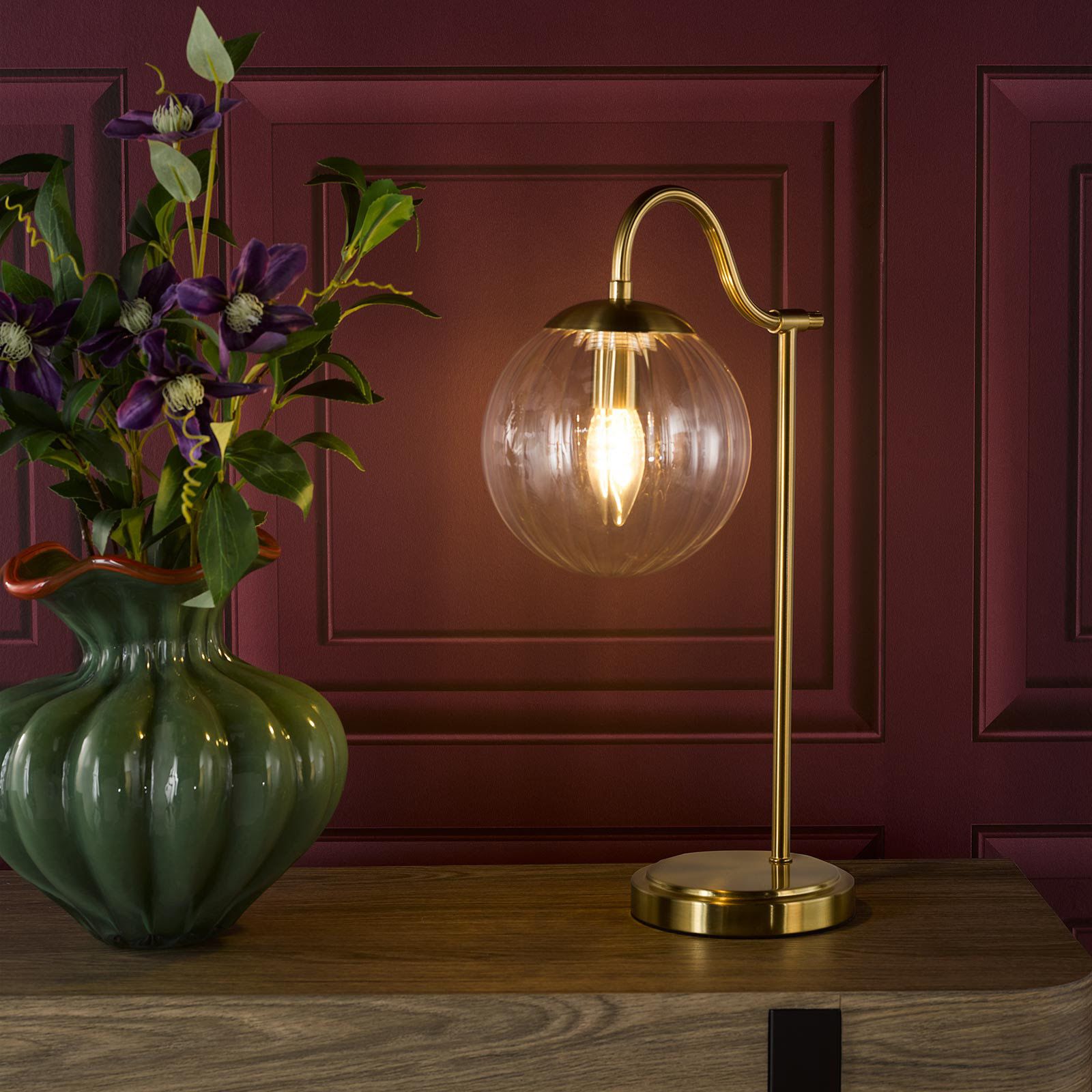 Jocelyn Table Lamp- Natural Brass and Glass