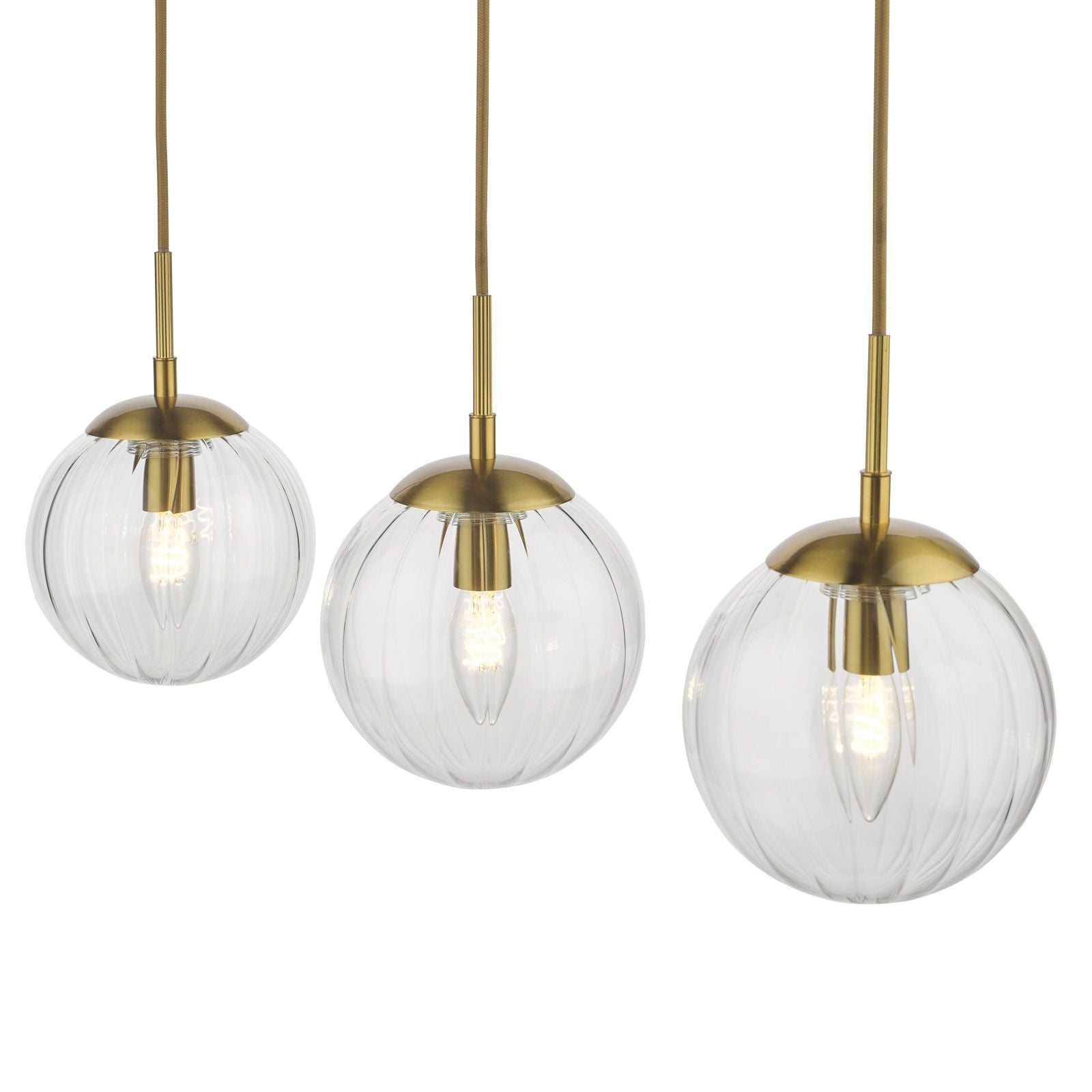 Jocelyn 3 Light Bar Pendant Light-  Natural Brass and Glass