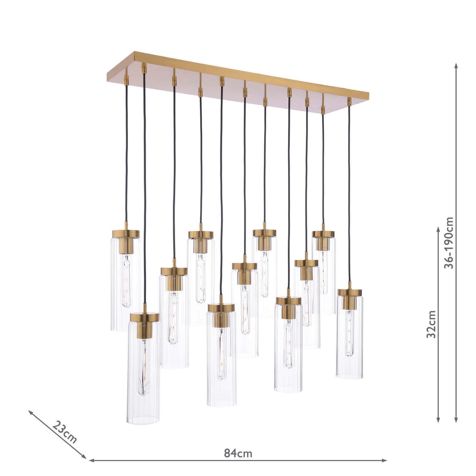 Jodelle 11 Light Bar Pendant Polished Bronze and Glass