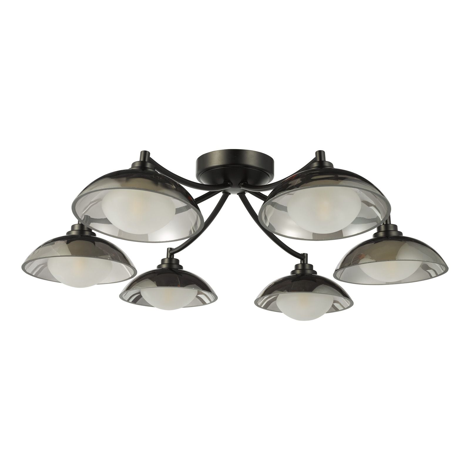 Kadience 3/6 Light Semi-Flush- Satin Black and Smoked Glass