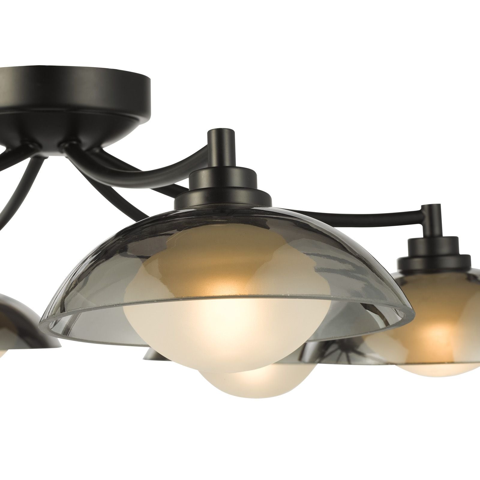 Kadience 3/6 Light Semi-Flush- Satin Black and Smoked Glass